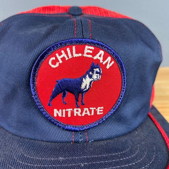 Chilean Nitrate Snapback Cap Hat One Size Fits All Blue & Red Mesh Back - Picture 2 of 7